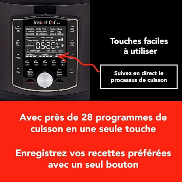 Instant Pot Pro 10-i-1 multifunktionell elektrisk spis - 1200 W - Svart - 5,7 L svart