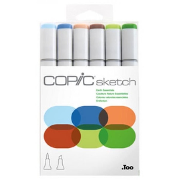 COPIC Sketch Marker, Set med 6 "Earth Essentials" 0,000000 Svart