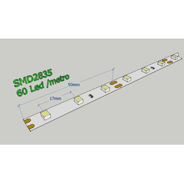 Jandei- Led list 12V 6000K 60leds IP20 SMD2835 5 M rulle