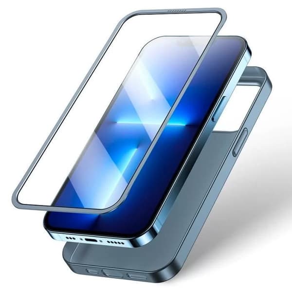 Skal - JOYROOM - iPhone 13 Pro Max - 360° skydd - Härdat glas - Polykarbonat Grå