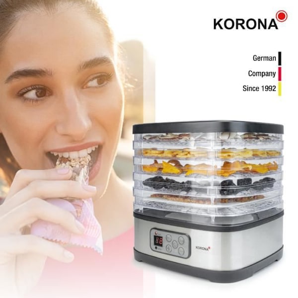 Korona 57011 Dehydrator med Cereal Bar Mould | 8-72 timmars timer | BPA-fri | LED-display, rostfritt stål rostfritt stål