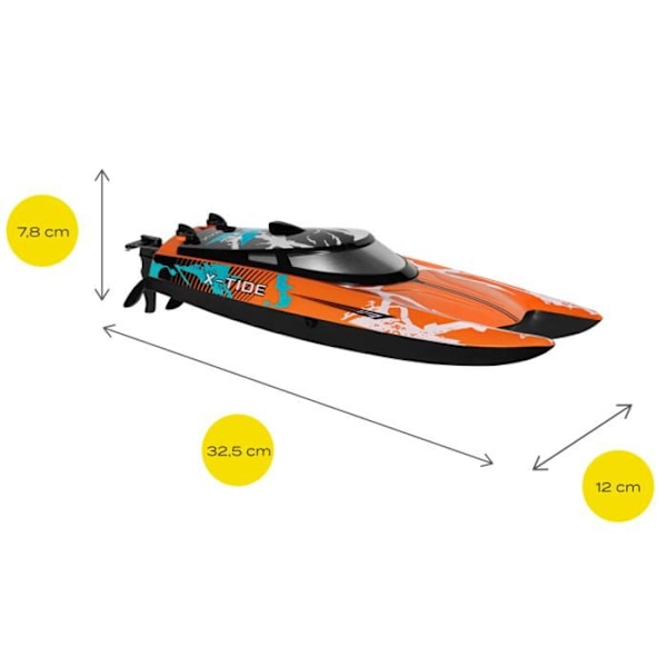 Radiostyrd båt OVERMAX X-Tide - 25 km/h - 2 x 17min - 2 x batteri