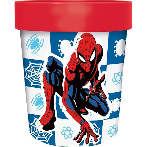 Fruktiga Drycker Tataway Röd Plastmugg Marvel Spiderman för Barn Spiderman 260 Ml med Halkfri Botten