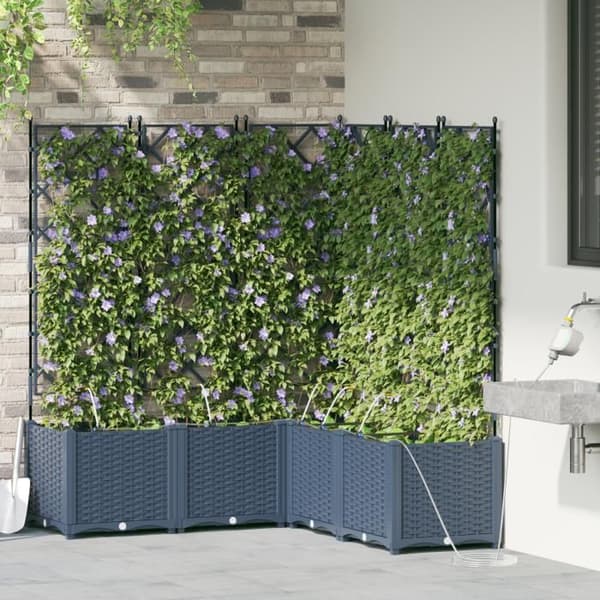 Jardiniärer med bevattningssystem 5 st Grå