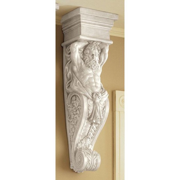 Objekt för väggdekoration Design toscano - NG30594 - Telamon väggskulptur Benvit 18 x 21,5 x 72,5 cm