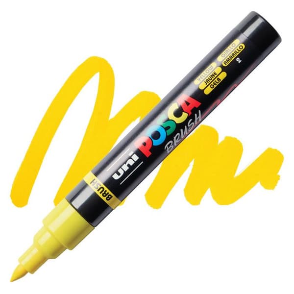 POSCA-markör - Gul - Penselspets - PC5BR - Alla ytor Gul