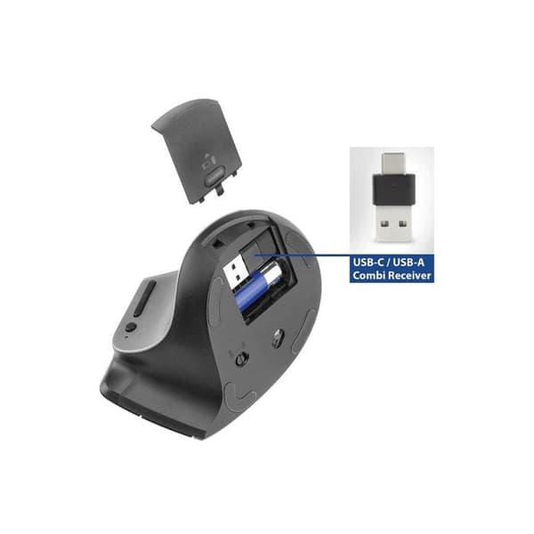 ACT trådlös ergonomisk mus med Bluetooth och USB-C / USB-A svart