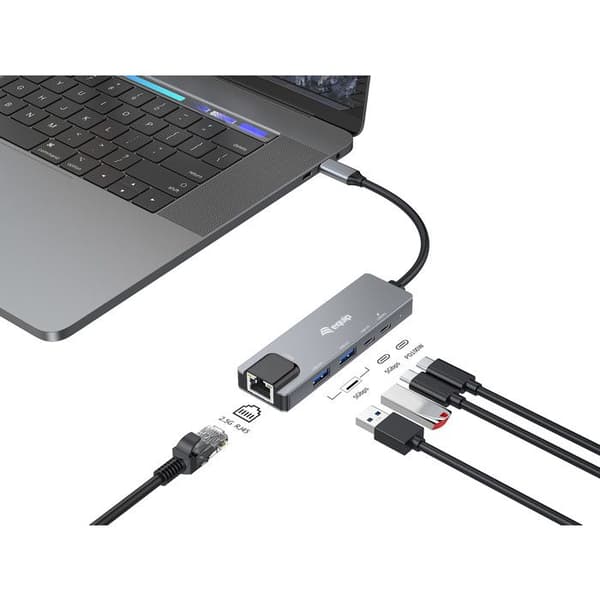 Equip 5 i 1 multifunktionell USB-C-adapter 2.5GbE 100W PD grå