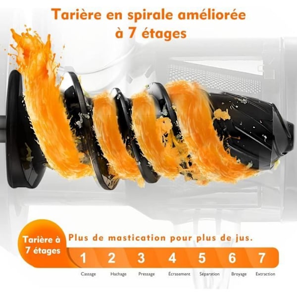 Juicemaskin - AMZCHEF - Modell ZM1501 - Omvänd tuggfunktion - Grön - BPA-fri Grön