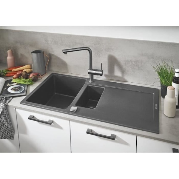 GROHE Minta diskbänksblandare 32168DC0 - Utdragbar spray - L pip - Supersteel Grå