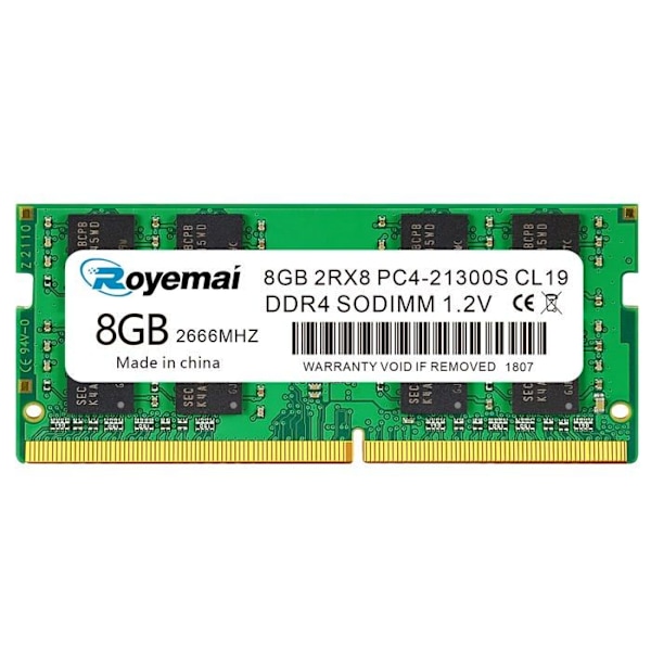 Duomeiqi DDR4 21300S PC4 2666 8GB SODIMM, 8Go DDR4-2666MHz PC4-21300 CL19 2Rx8 1.2V Non-ECC 260 Pin Laptop Minne Modul Ram
