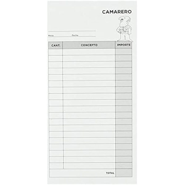 Carnet - LIDERPAPEL - T314 - Utskrift 3 exemplar - 2 kopior - Anpassad restaurang