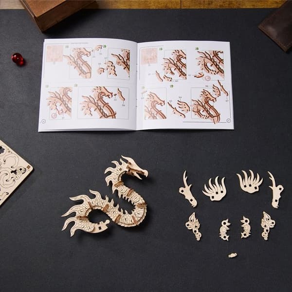 Trädrake - Ugears - 3D-pussel i trä Flerfärgad