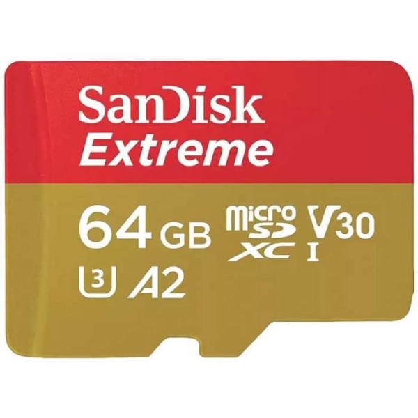SanDisk Extreme 64 GB Class 10 UHS-I microSDXC-kort stöttåligt, vattentätt