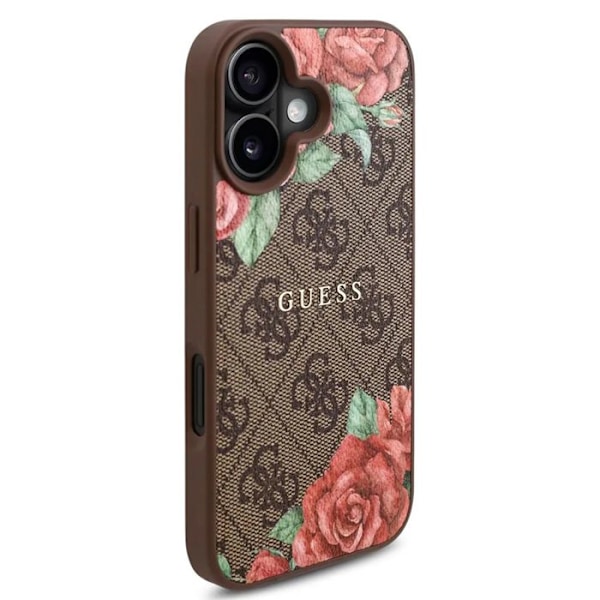 Coque för iPhone 16 - Guess Hardcase 4G Blomtryck Blomtryck MagSafe (GUHMP16SP4ROPEMCW) - Brun brun