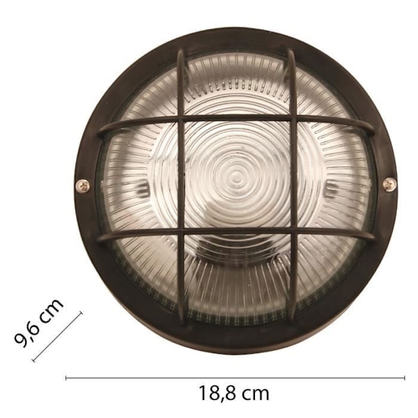 Taklampa utomhus - VELAMP - BUBBLA - Runt hyttventil - IP44 - E27 max 60W - Svart