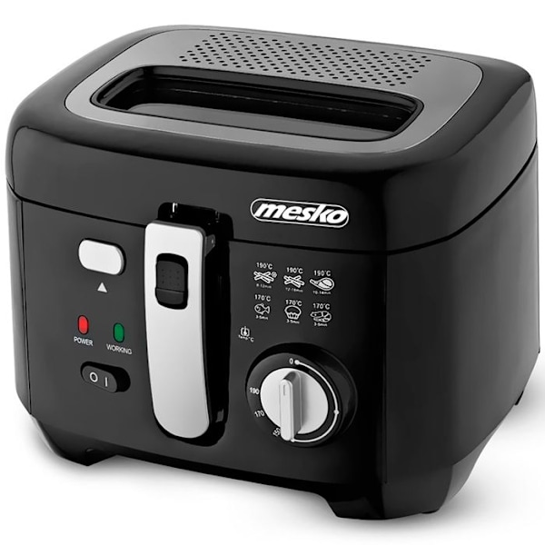 Fritös med elektrisk olja 2,5 L, justerbar temperatur, avtagbar korg Mesko MS 4908 1800W svart 36983 Svart, Grå