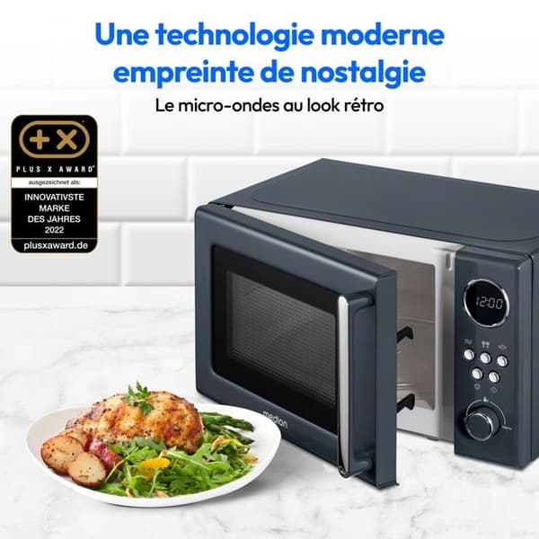 MEDION mikrovågsugn retro MD15000 - 20 L, 800 W, 8 program, digital display, grå grå