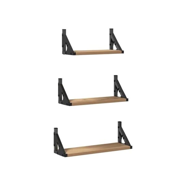Väggmonterad hylla - vidaXL - Rökig ek - Rektangulär - 37x12x13 cm - Set om 3 stycken - Montering krävs