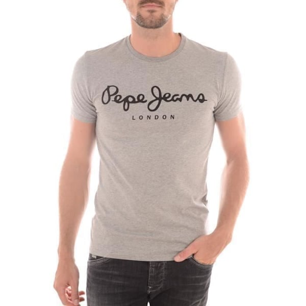 T-shirt Herr - Pepe Jeans - Original stretch - Slim Fit - Korta Ärmar - Grå Grå M