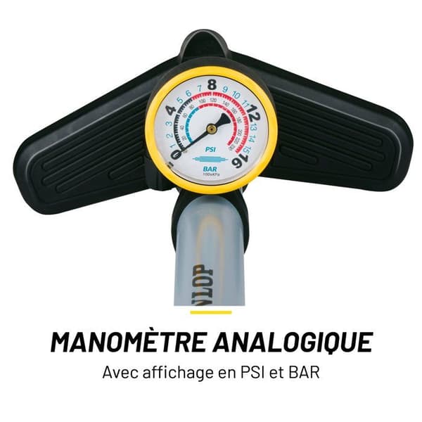 Dunlop Cykelpump med Manometer Vit