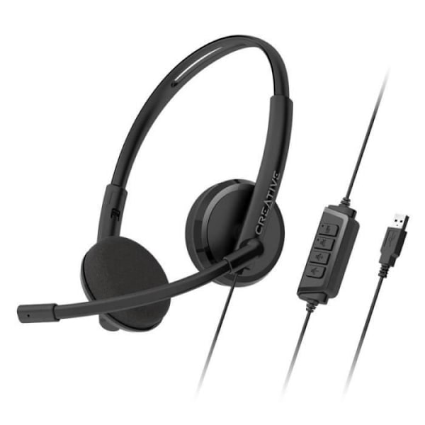 Creative Ls Creative HS-220 USB-headset med brusreducerande kondensatormikrofon och inbyggd fjärrkontroll med knapp