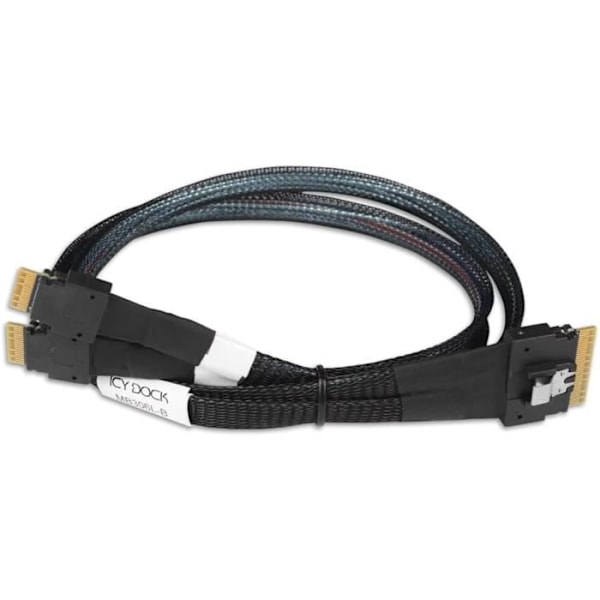 Data cable - Icy Dock - MB306L-B - SlimSAS SFF-8654 8i to 2 SFF-8654 4i - 50 cm - PCIe 4.0