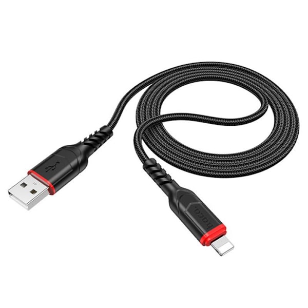 USB-A till Lightning-kabel, 12W, 2,4A, 1,0m - Hoco - Svart