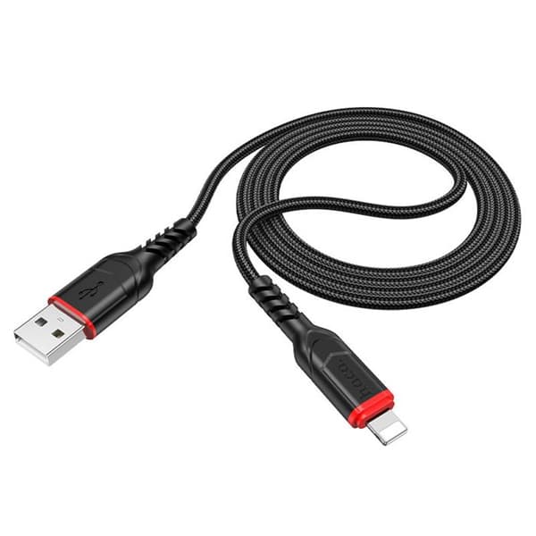 USB-A till Lightning-kabel - HOCO - 1,0m - 12W - 2,4A - Svart Svart