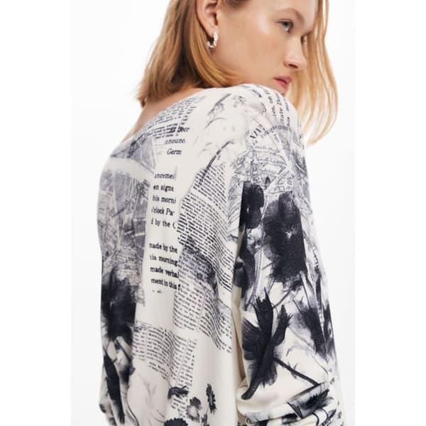 Pull kvinna Desigual Kawartha Lakes Vit XL