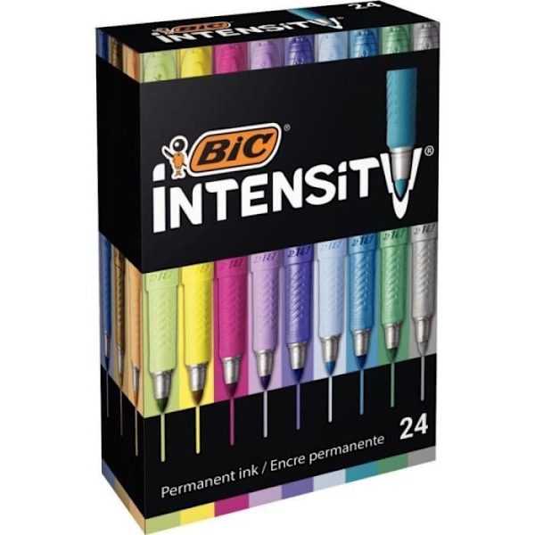 Permanent marker - BIC - Intensity Colors - Box of 24 - Fine tip 1,8 mm - Opaque 24 olika färger