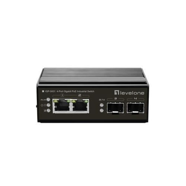 LEVELONE IGP-0431 Gigabit Ethernet Network Switch med 2 RJ-45-portar och 2 SFP-moduler installerade