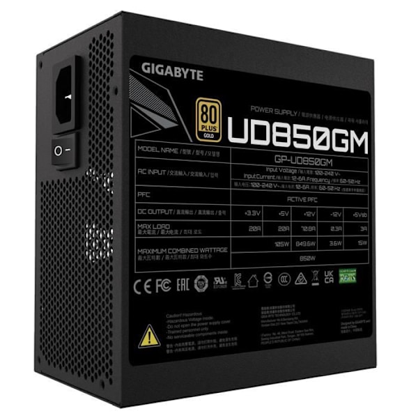 Strömförsörjning - Gigabyte - UD850GM - 850 W - 80 Plus Gold - Modulär