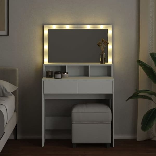 Coiffeuse med vit LED 80x41x134,5 cm
