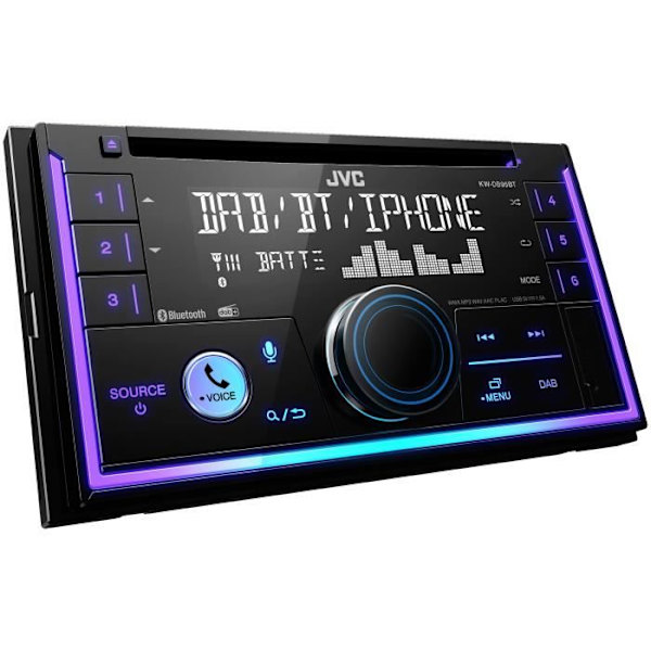 Bilradio - JVC - 2 DIN KW-DB95BT - CD - USB - iPod - Bluetooth - DAB+