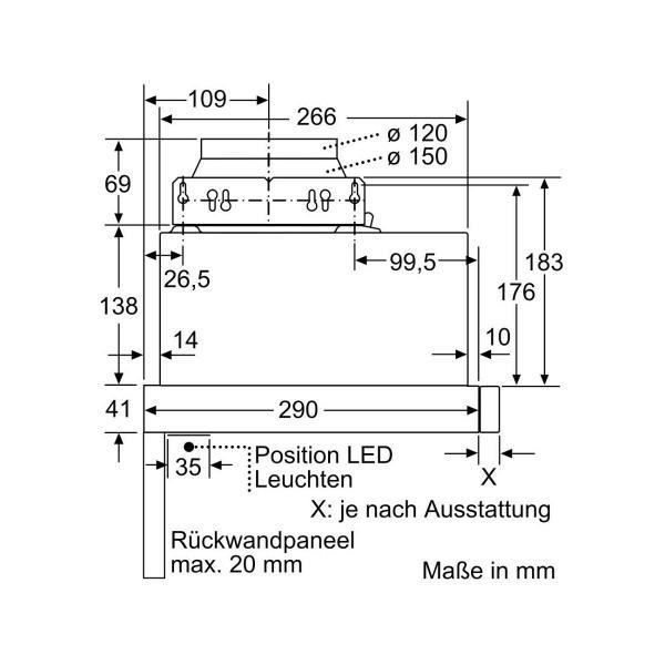 Flachschirmhaube - SIEMENS - LI64LB531 - LED - Intensivstufe - silbermetallic