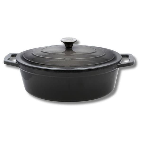 Emaljerad gjutjärn oval cocotte 33 cm klassisk grå 5 L Elo Grå