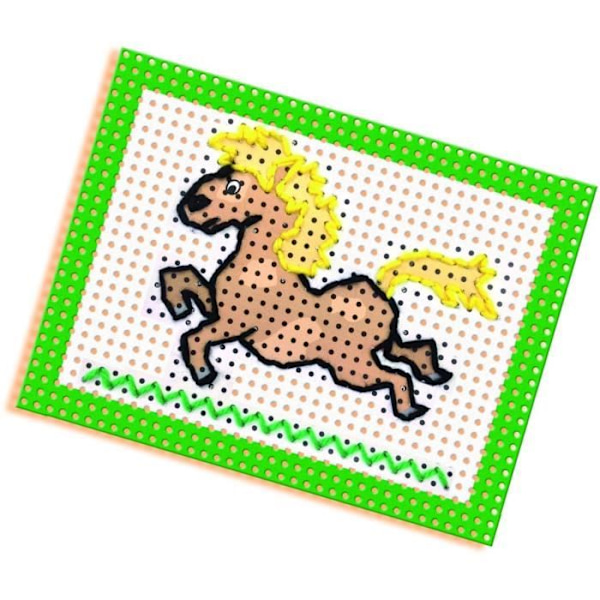 SES CREATIVE - Jag lär mig att brodera - Förtryckta och perforerade kort - Canvas med stora hål - För barn över 3 år Flerfärgad