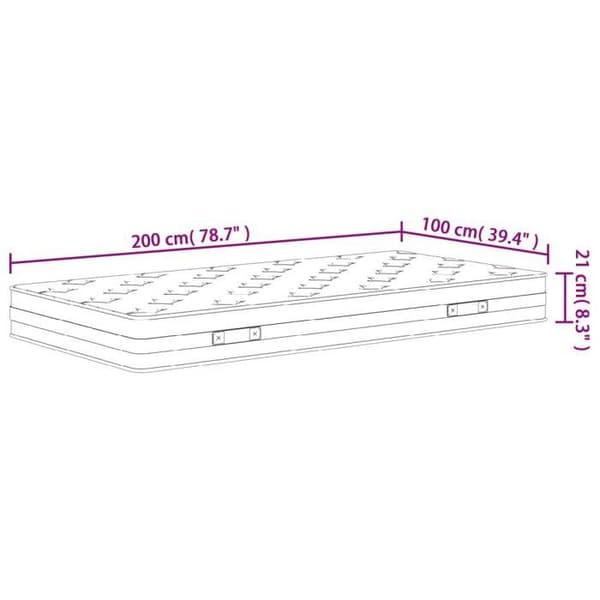 vidaXL Bonnell Springmadrass Medium 100x200 cm 372956