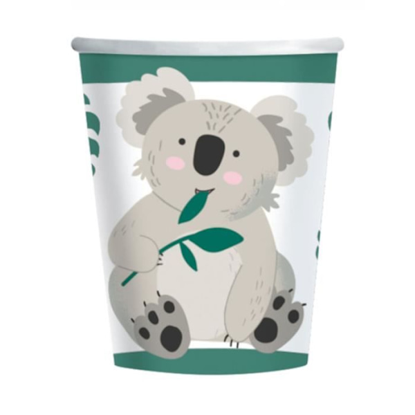 8 koala pappersmuggar 250 ml - Grå