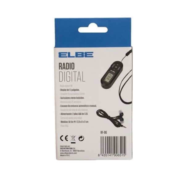 Bärbar digitalradio ELBE RF96 Svart FM Mini