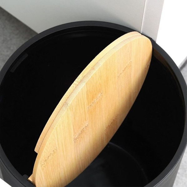VILDE Badaccessoarer 6 delar - Matt svart plast - Bambuträ - Modernt design - Lätt att rengöra Svart