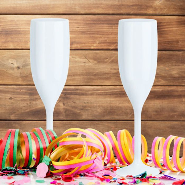 Relaxdays champagneglas, set om 12, okrossbara, utan BPA, återanvändbara, mousserande glas, bröllop, camping, vit Vit