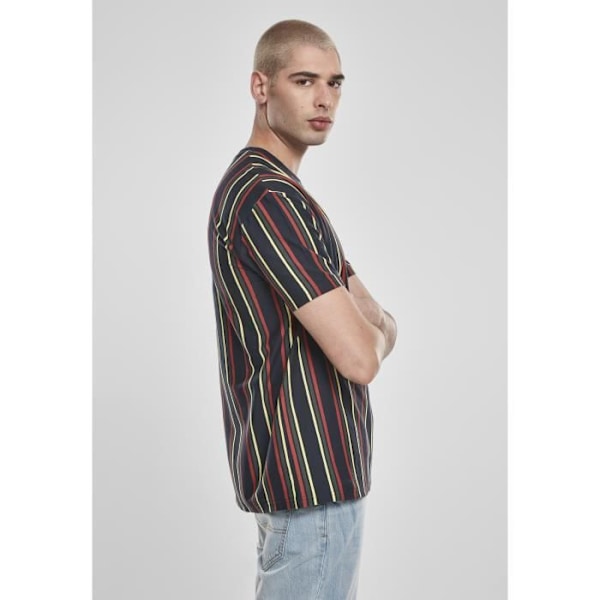 Urban Classics tryckt oversized retro randig t-shirt Marinblå/Brun XXL