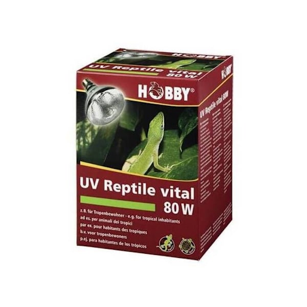 UV-lampa - Hobby - Reptil vital - 80 watt - 100 µW/cm² - Energibesparande vit svart
