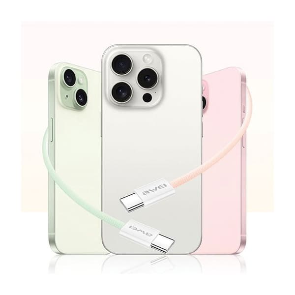 USB-C-kabel AWEI 1 m 60 W Snabbladdning Svart