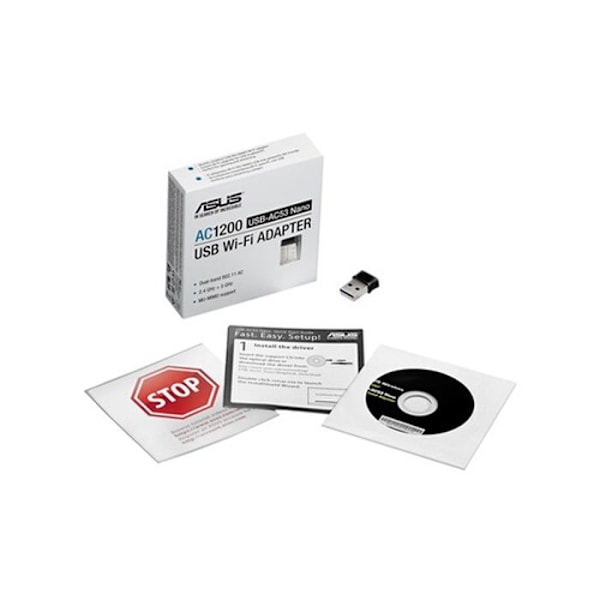 AC1200 Dual-Band USB 2.0 Wi-Fi-adapter/dongel - ASUS - USB-AC53nano - MU-MIMO-teknik - Svart