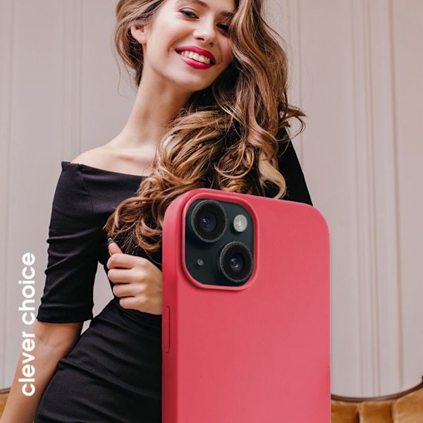 Telefonfodral - Crong - iPhone 15 - Rosa - Mjuk - Inbyggda N52 magneter Rosa