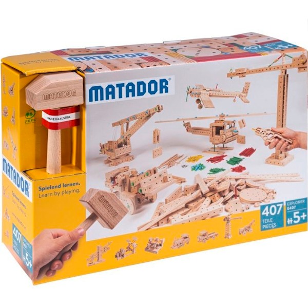 Byggspel - MATADOR - Väderkvarn, traktor, fågel och andra modeller - 407 stycken - Barn - Blandat Beige