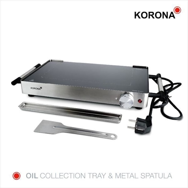 Korona 46100 Electric Plancha | 2 i 1 glas teppanyaki grill och stekhäll | Rostfritt stålhölje | 800W
